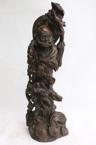 Large Chinese wood sculpture of deity