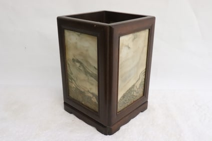 Square brush holder with marble panels