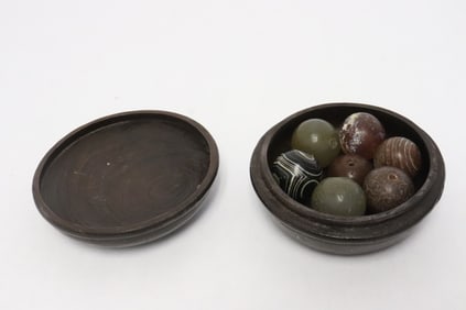 Misc. beads in wood box