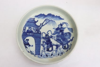 A small Chinese blue and white porcelain plate