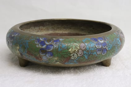 Enamel on brass bowl