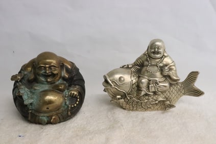 2 Chinese metal carved deities