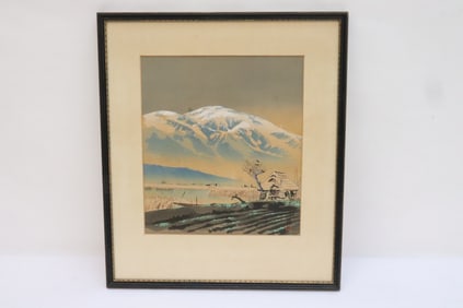 Japanese woodblock print/ watercolor