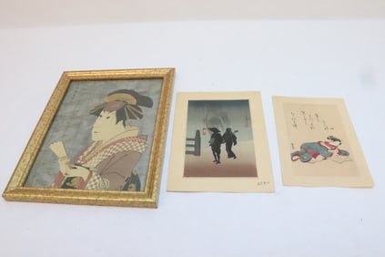3 Japanese woodblock prints