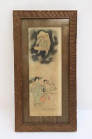 Japanese woodblock print/ watercolor