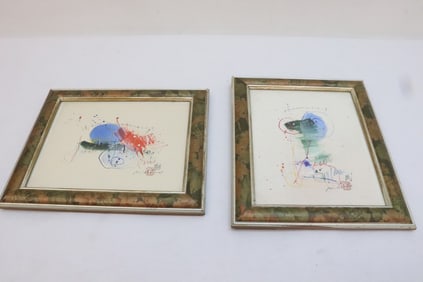 2 Japanese framed etching/ w/b print by Michio Nakamura