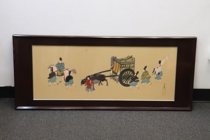 Panel of Japanese watercolor on silk