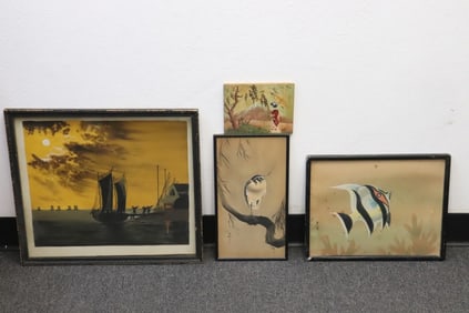 4 Japanese watercolor paintings