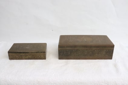 2 very heavy South Asia bronze boxes
