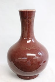 Large red glazed porcelain bottle vase