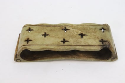 Chinese green stone carved pillow