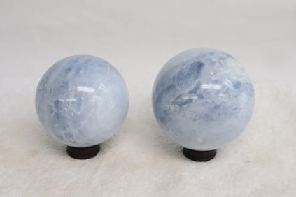 2 aquamarine spheres