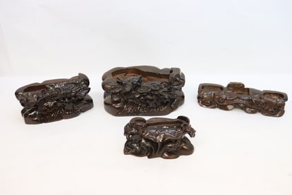 4 Chinese large wood carved stands