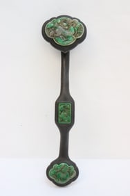 Rosewood ruyi w/ jadeite like inset decoration