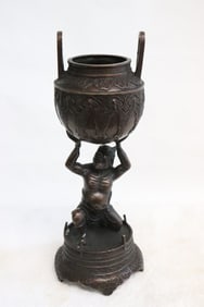 Chinese bronze censer with figure motif base