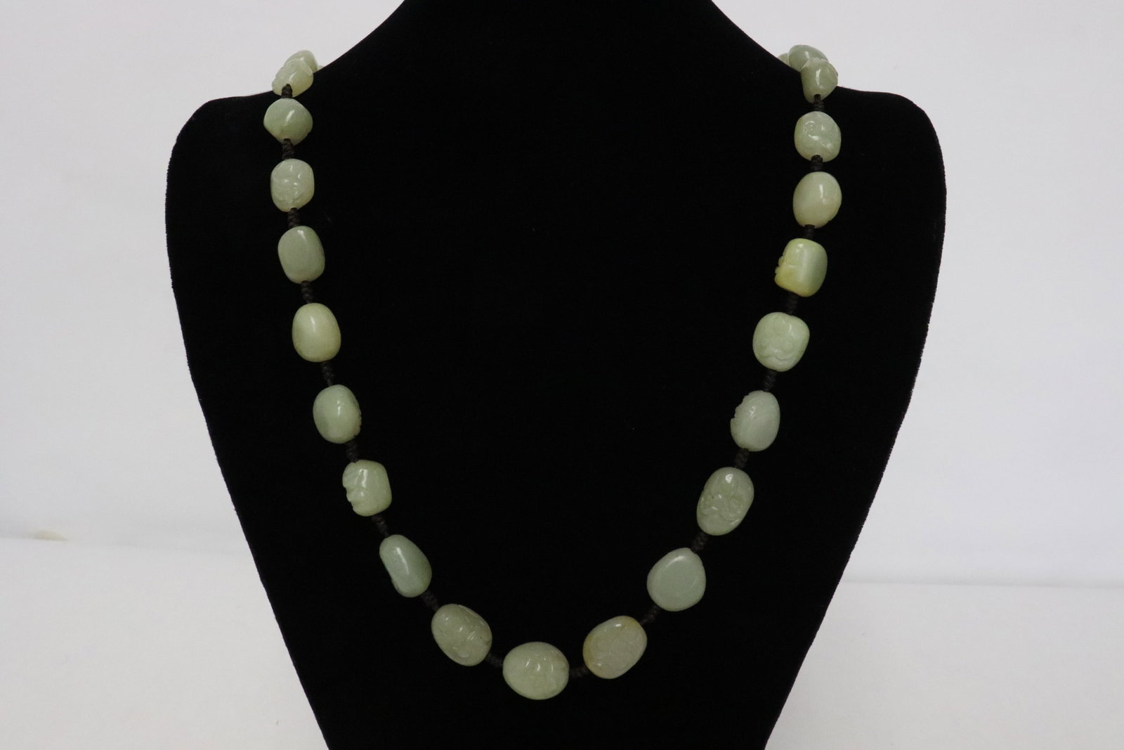 A celadon jade bead necklace, no clasp (1 of 8)