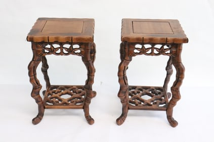 Pair Chinese wood stands