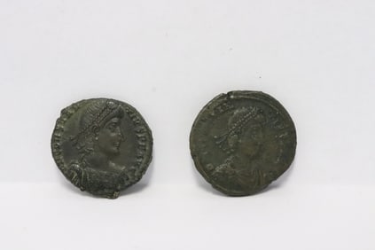 2 bronze coins, 4th century