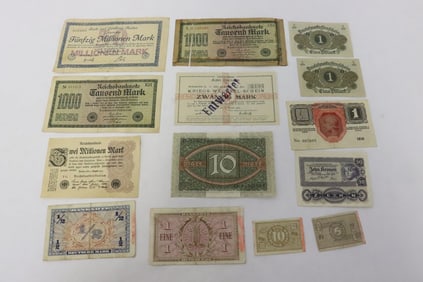 German inflation bank note, & after inflation German banknotes