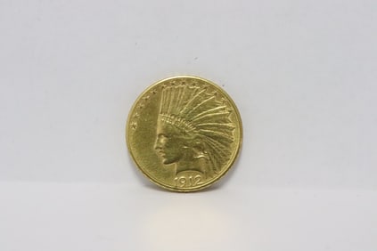 A US 1912-S Indian head $10-dollar gold coin