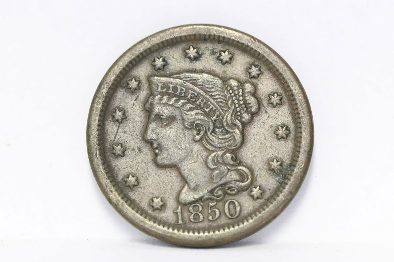 A fine US 1850 large 1-cent coin (1 of 5)