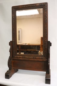 Chinese vintage rosewood mirror on stand