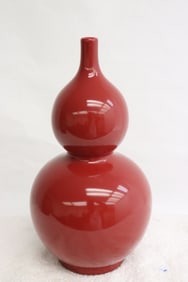 Chinese red glazed porcelain gourd shape vase