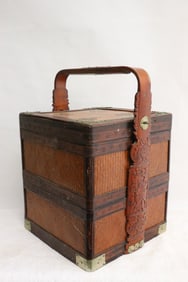 Chinese antique bamboo weaved stacked basket