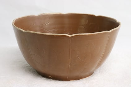 Unusual brown glazed porcelain large bowl