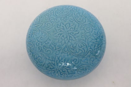 Blue glazed porcelain ink box