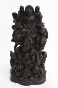 Chinese chenxiang wood carved deity group