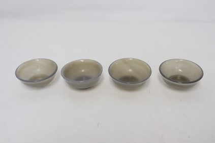 4 very fine agate carved wine cups