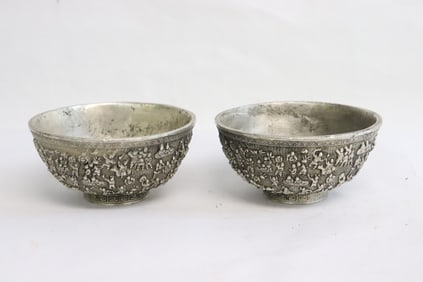 2 heavy white bronze bowls