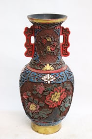 Cinnabar style vase