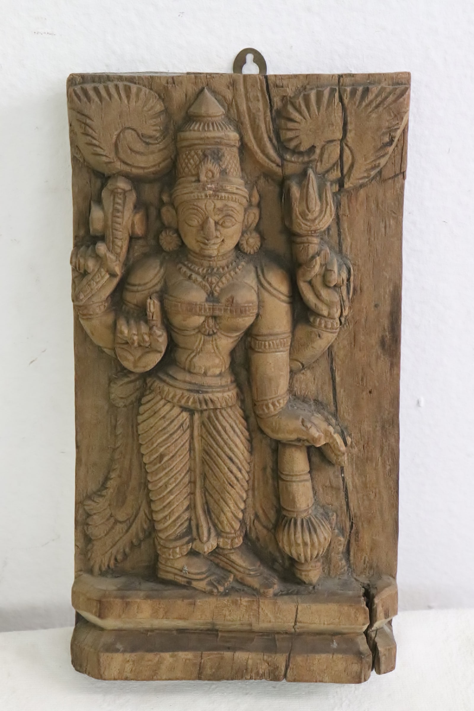 Antique India carved wood panel (1 of 7)