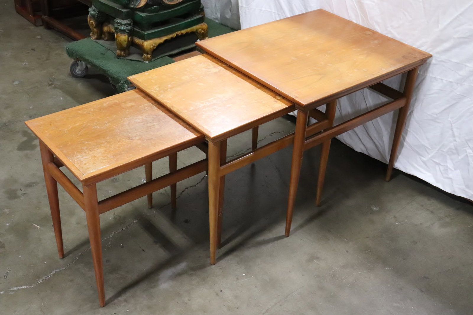 3 pieces mid-century teakwood nested table set (1 of 9)