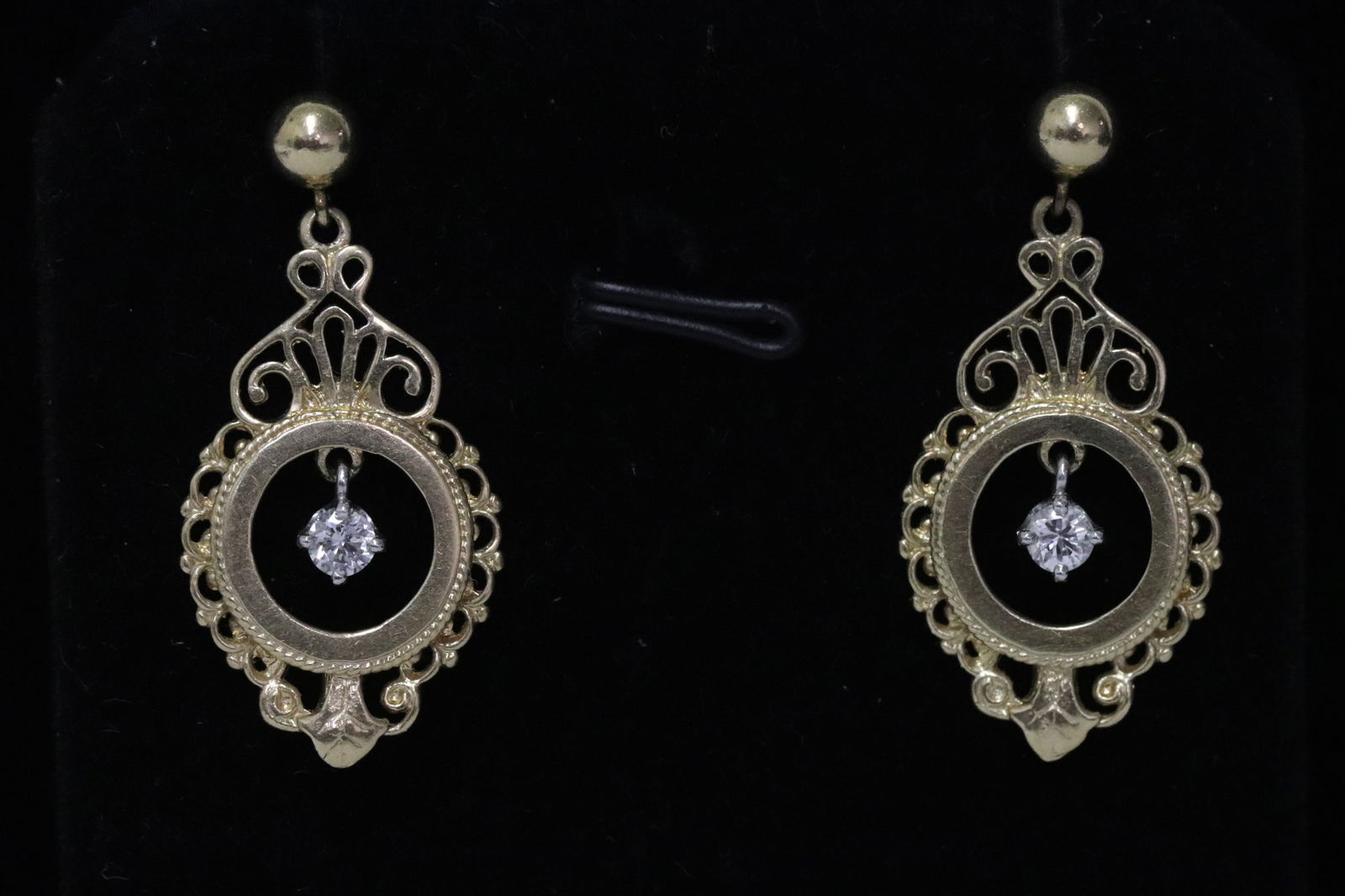 Pair 14K Y/G diamond earrings (1 of 11)