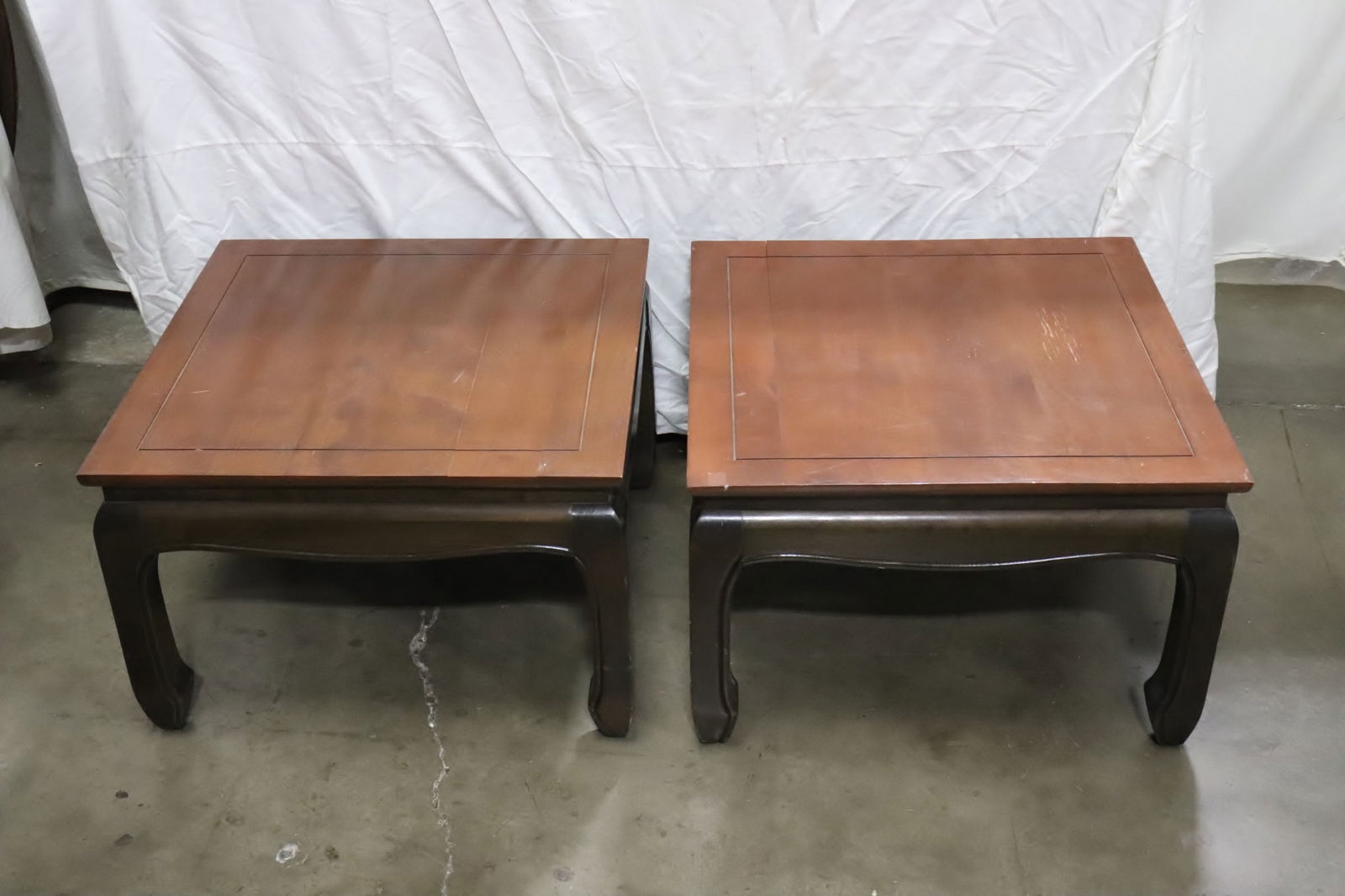 Pair Chinese rosewood square low table (1 of 8)