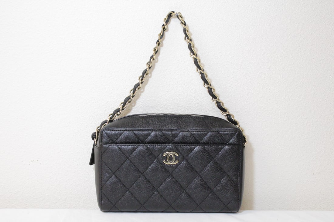 A Chanel black leather quilted caviar handbag (1 of 10)