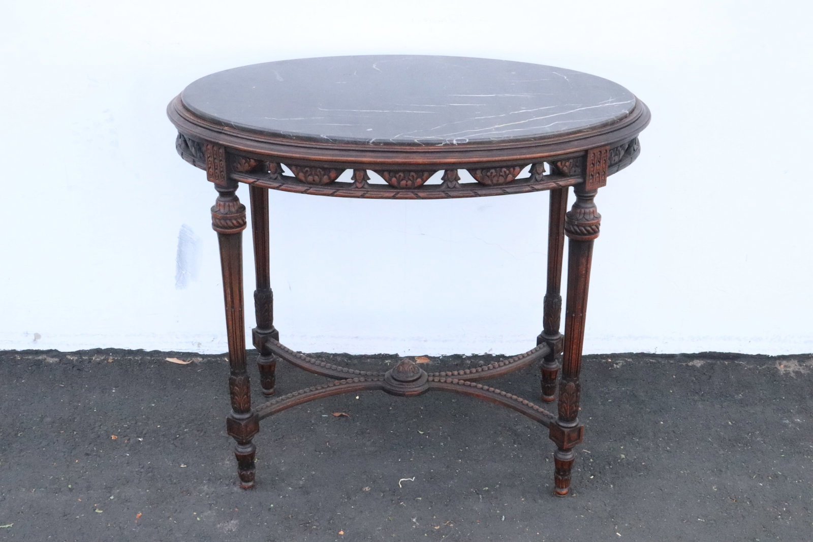 Victorian marble top walnut parlor table (1 of 11)