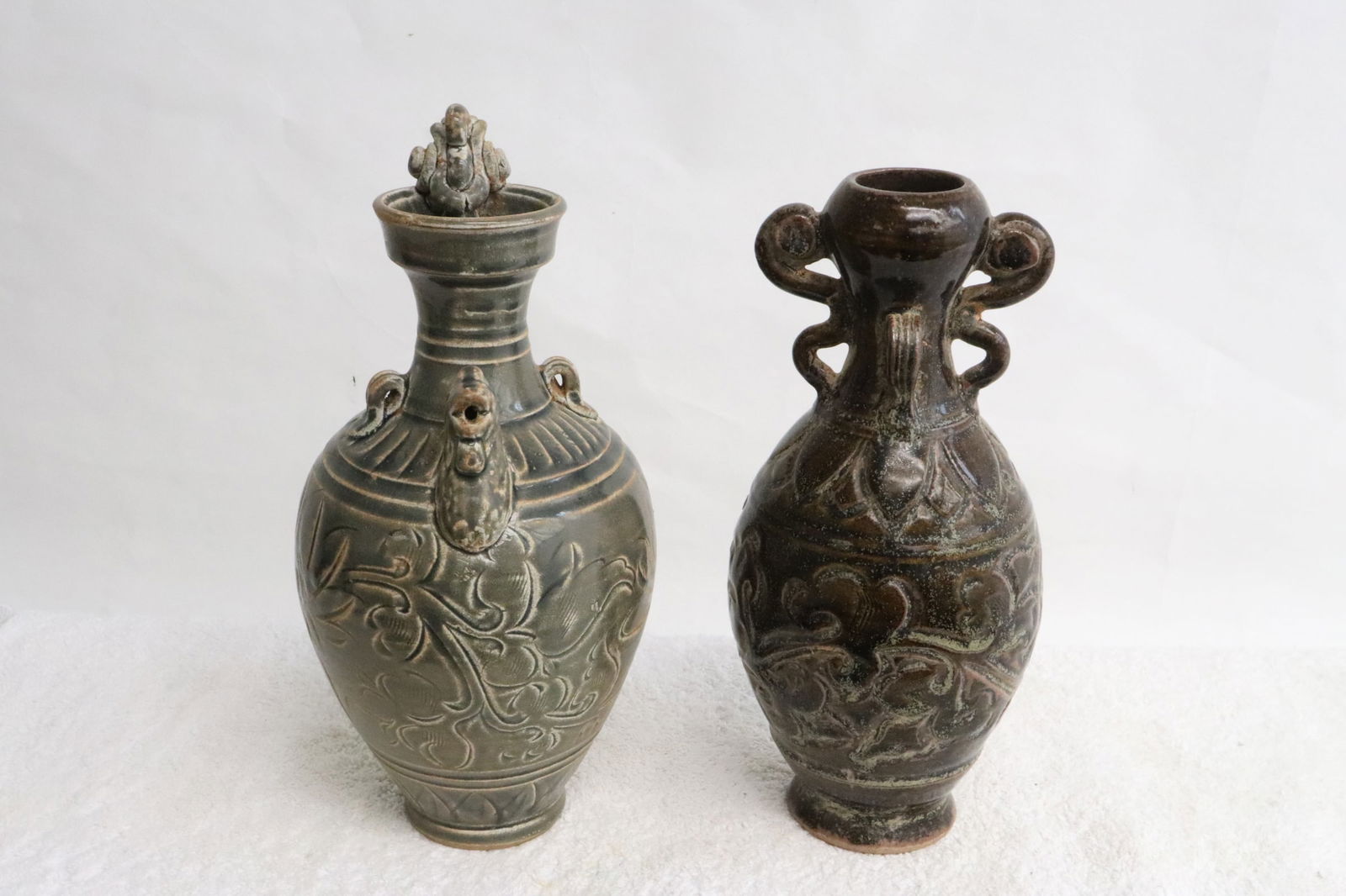 2 brown glazed earthenware ewers (1 of 10)