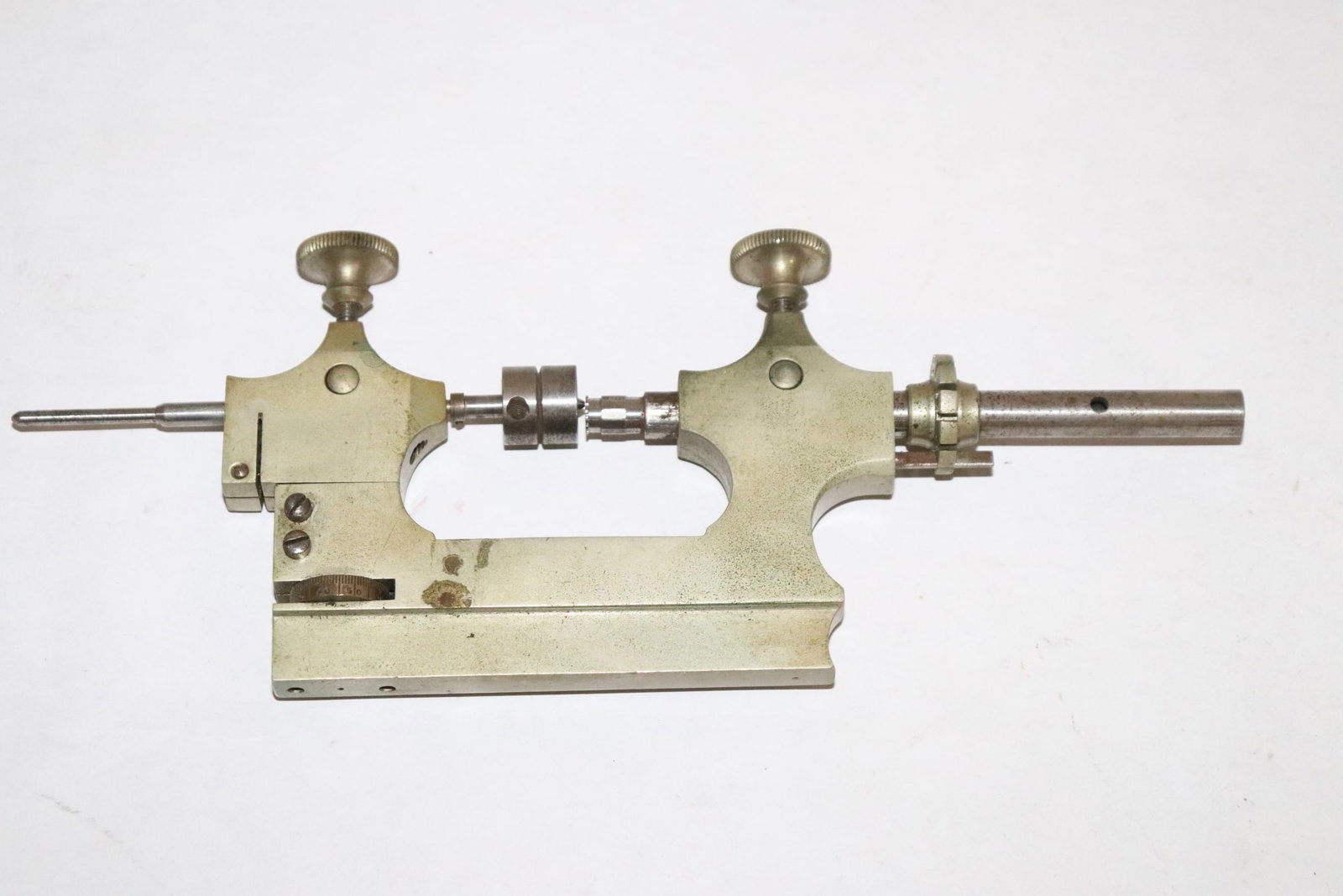 Antique watchmaker Jacot Pivot miniature lathe tool: Antique watchmaker Jacot Pivot miniature lathe tool, 8.45"x3.25"x0.85"