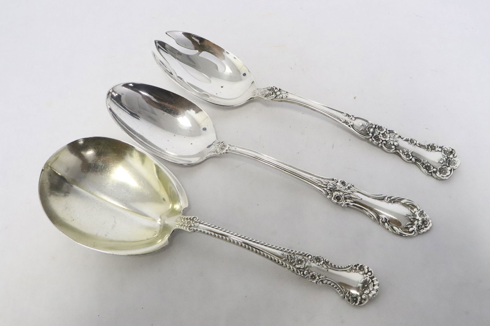 3 sterling serving pc, Gorham, International Silver co.: 3 sterling serving pieces, Gorham, International Silver co., wt. 185gm, 7.75"L - 8.35"L
