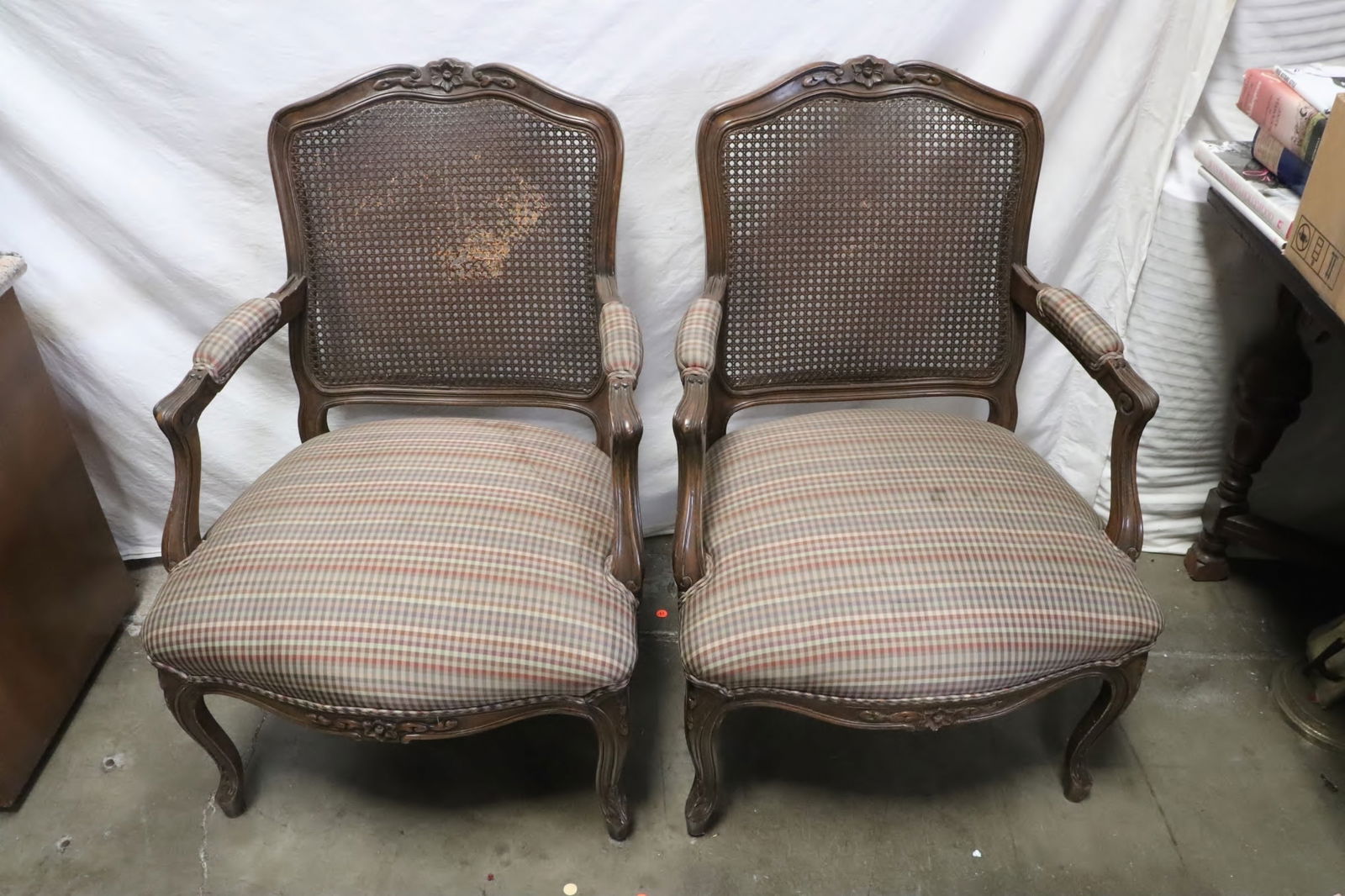 Pair French walnut cane back chairs (1 of 12)