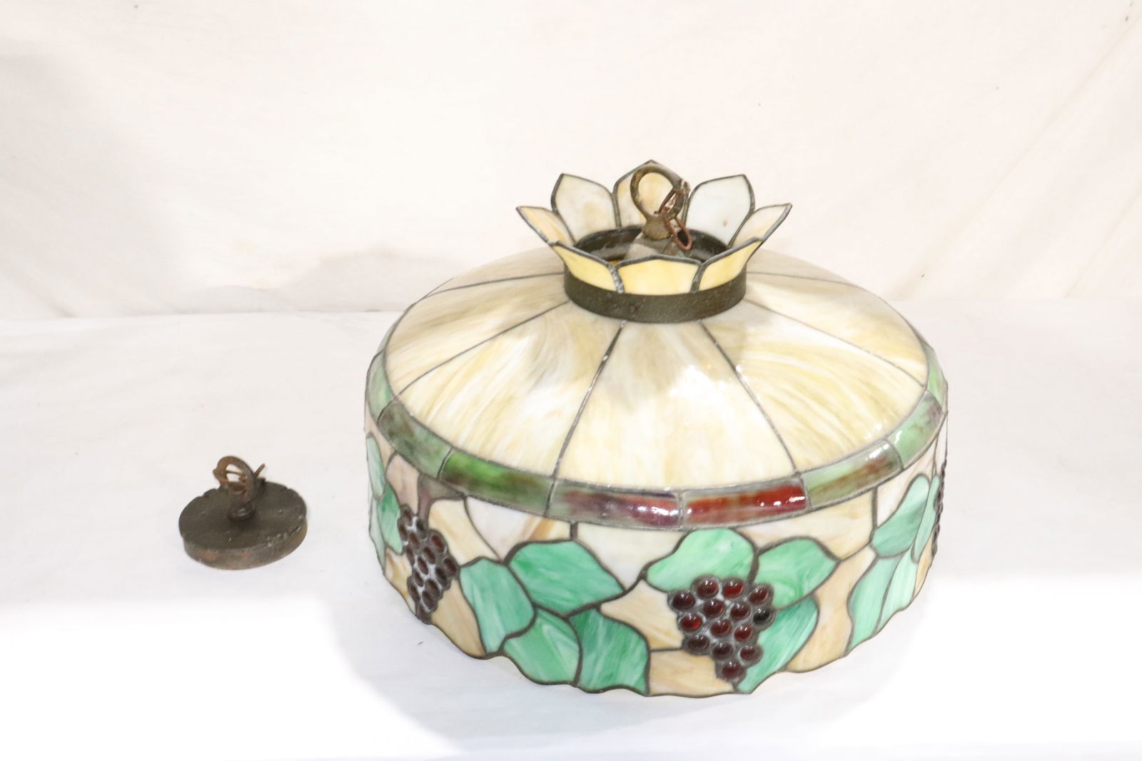 A large beautiful round leaded glass ceiling light (1 of 10)