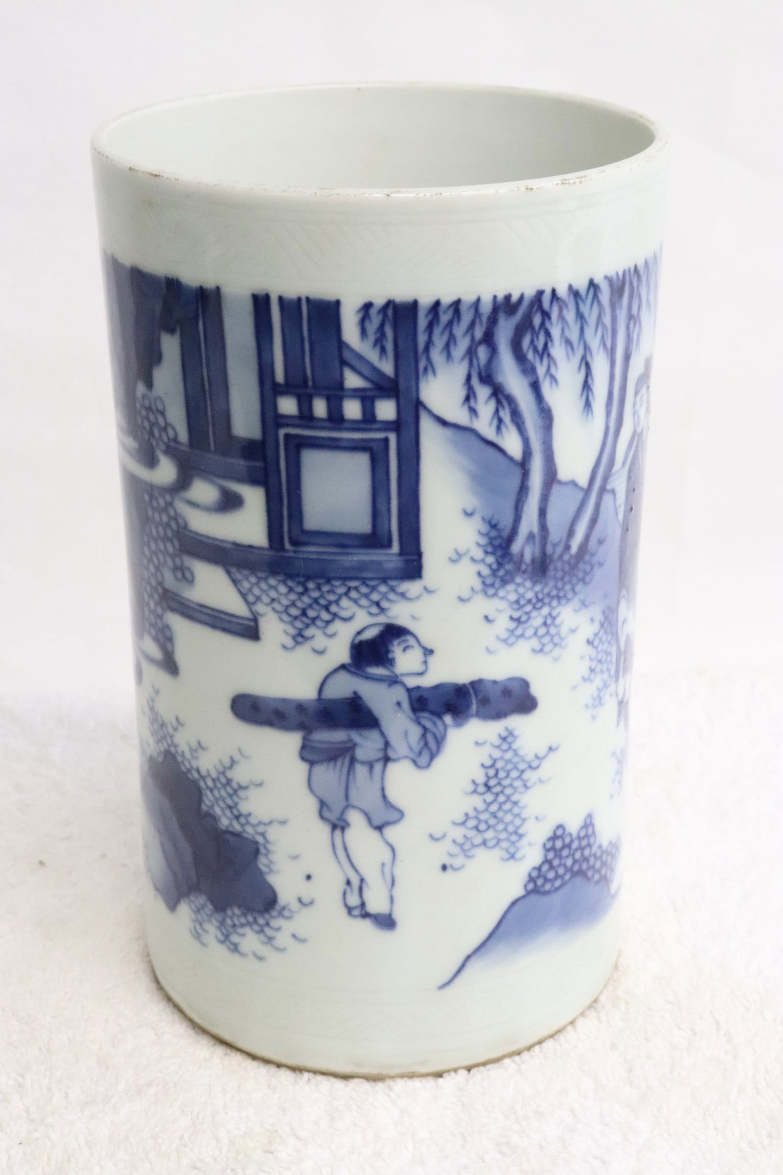 Chinese blue and white porcelain brush holder (1 of 9)