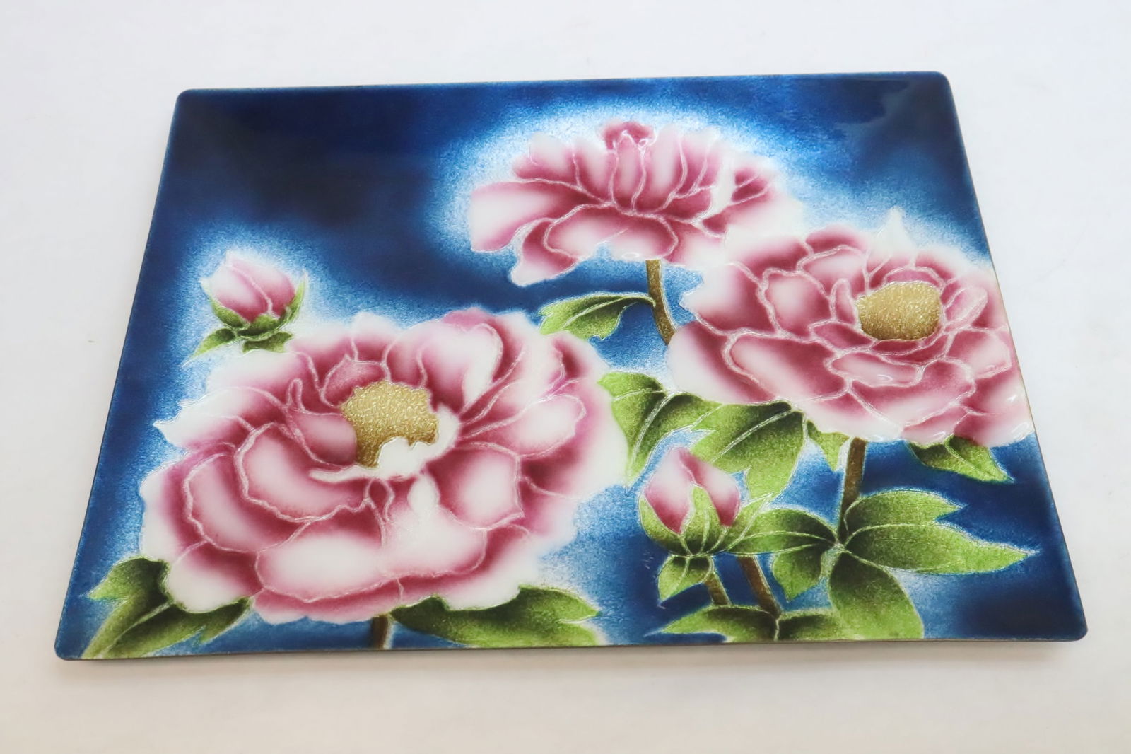 Chinese enamel on copper rectangular plate (1 of 6)