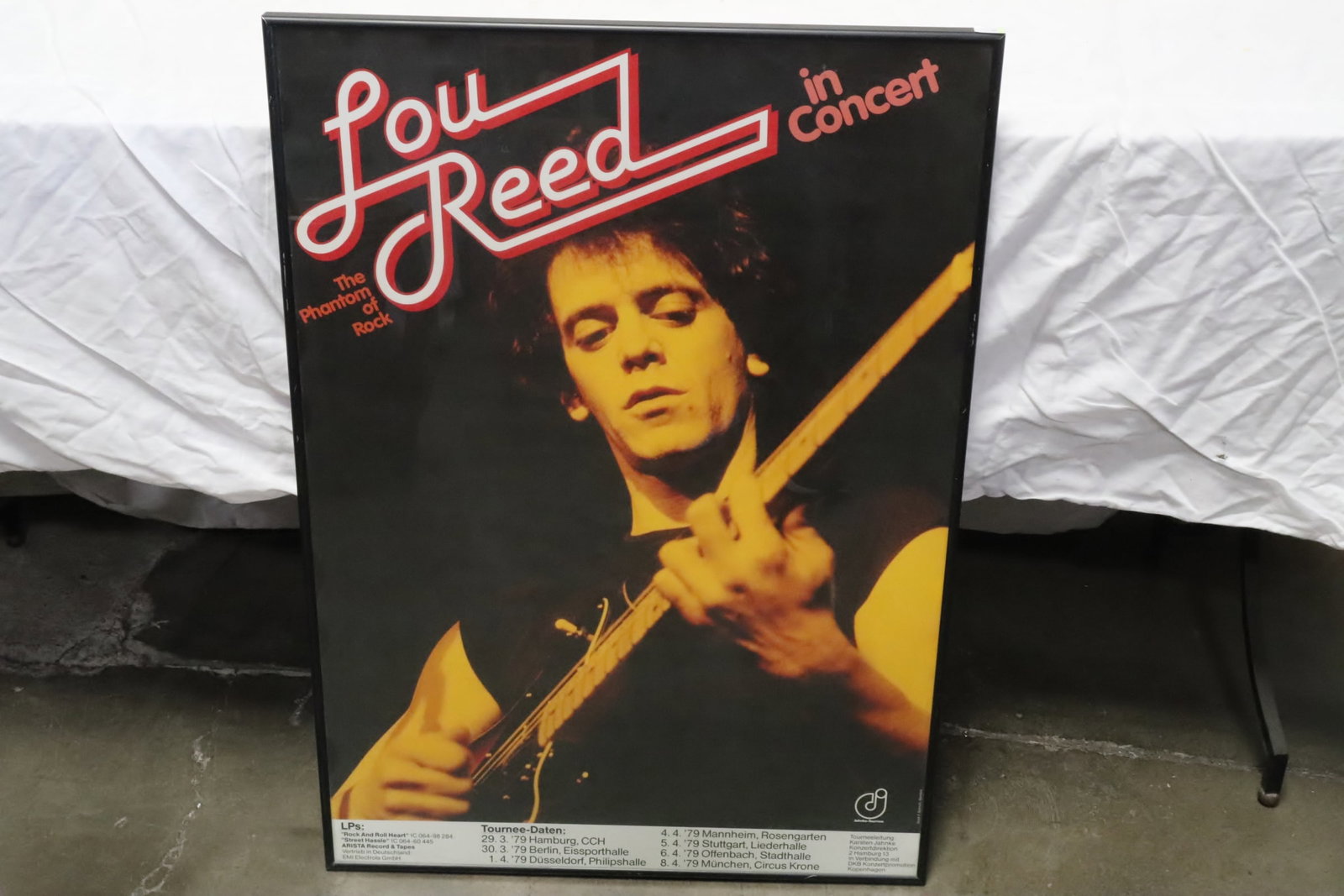 Lou Reed 1979 European tour schedule poster: Lou Reed 1979 European tour schedule poster, 32.5"x22.8"