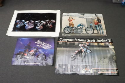 4 vintage Harley Davidson posters