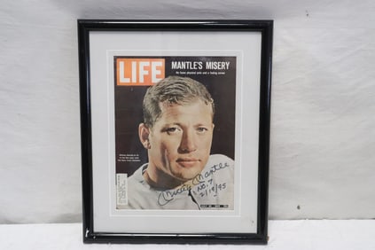 A signed Life magazine cover by Mickey Mantle w/ COA